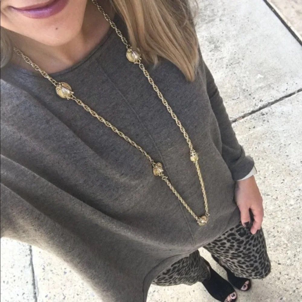 CAbi Heather Mushroom Tunic Knit Sweater Top